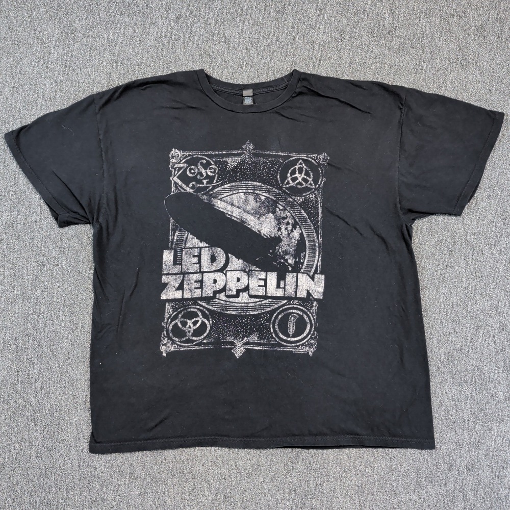 Bay Island Led Zeppelin Rock Band Graphic T-Shirt 2XL Black Cotton Streetwear